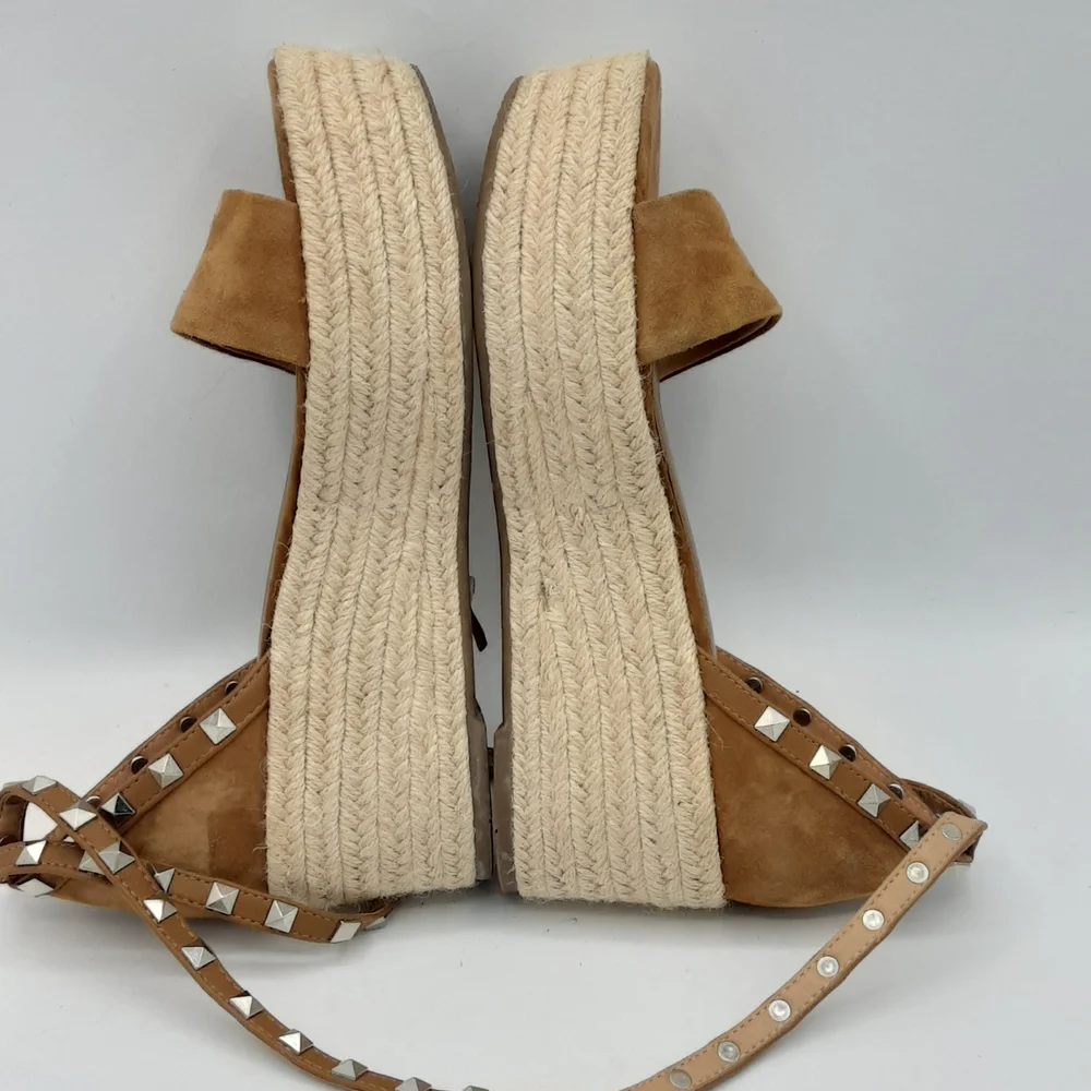 Marc Fisher Jazlyn Boho Espadrille Wedge Sandal With Studded Suede Ankle Straps.